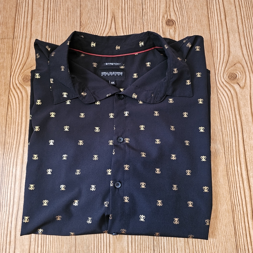 Mens 4X Bumblebee Button Up Short Sleeve Shirt